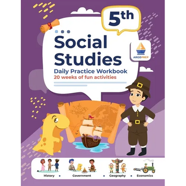 5th Grade Social Studies: Daily Practice Workbook 20 Weeks of Fun Activities History Government Geography Economics + Video Explanations for Eac