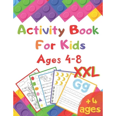 Activity Book For Kids Ages 4-8 XXL: I learn alphabet, numbers, shapes, lines, mathematics, coloring, mazes ... - Very complete educational book - vac