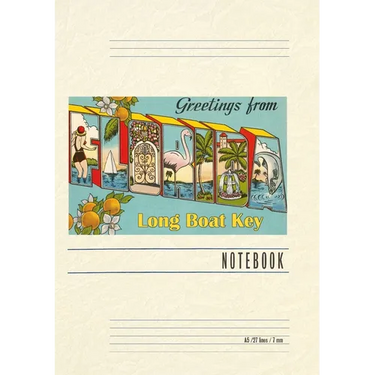 Vintage Lined Notebook Greetings from Longboat Key