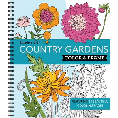 Color & Frame - Country Gardens (Adult Coloring Book)