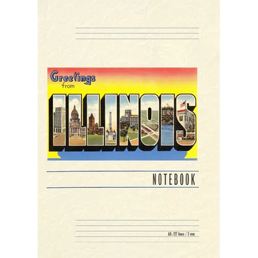 Vintage Lined Notebook Greetings from Illinois
