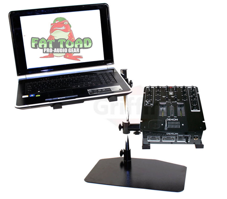 Double DJ Laptop Stand by FAT TOAD - 2 Tier PC Table Holder - Portable Computer Clamp Equipment Rack with Duel Mounts for Studio Mixers, Controllers by GeekStands.com