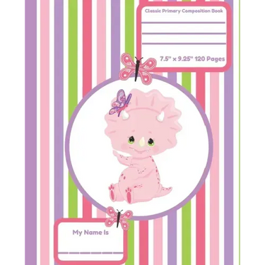 Classic Primary Composition Book: Primary Composition Notebook Dinosaur Early Creative Writing Tablet Stripe Pattern