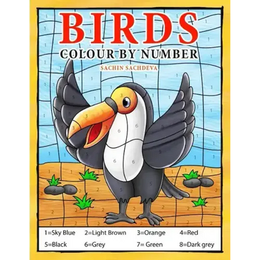 Birds: Colour by Number book for Kids and preschoolers