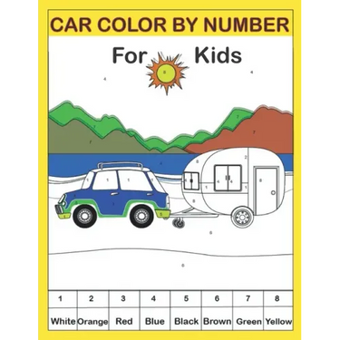 Car color by number for kids: color by number coloring book fok kids