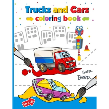 Trucks and cars coloring book