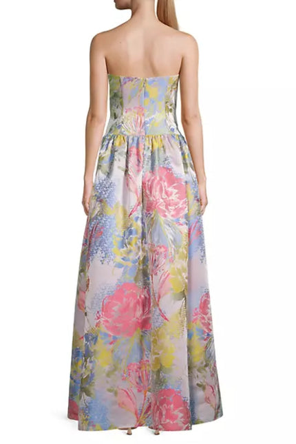 Aidan Mattox Floral Jacquard Strapless Gown by Curated Brands