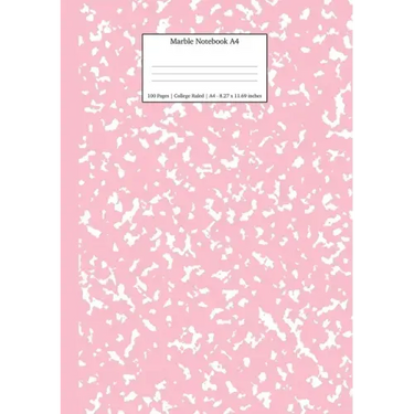 Marble Notebook A4: Pink Marble College Ruled Journal
