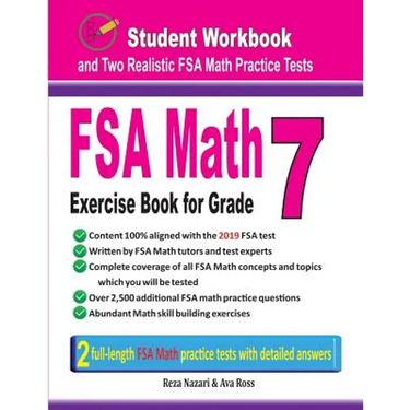 FSA Math Exercise Book for Grade 7: Student Workbook and Two Realistic FSA Math Tests