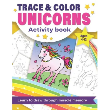 Trace and Color Unicorns: Activity Book