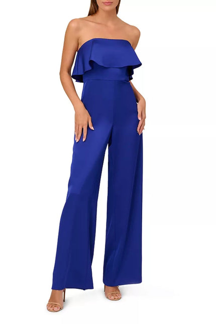 Liv Foster Strapless Ruffle Satin Jumpsuit by Curated Brands