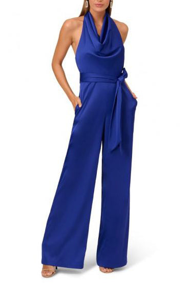 Liv Foster Satin Cowl Neck Wide Leg Jumpsuit by Curated Brands