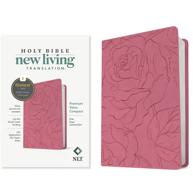 NLT Premium Value Compact Bible, Filament Enabled (Leatherlike, Pink Rose)