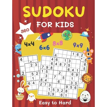 360 Sudoku for Kids Easy to Hard: 4x4, 6x6, 8x8 & 9x9 Sudoku Puzzles Book for Kids Ages 6-8 & 8-12 with Solution Large Print