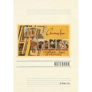 Vintage Lined Notebook Greetings from Hot Springs, Arkansas