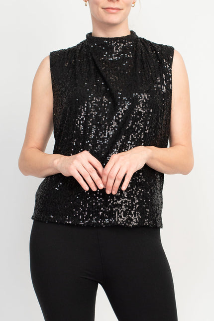 Nicole Miller Gemma All Over Sequin Sleeveless Top by Curated Brands