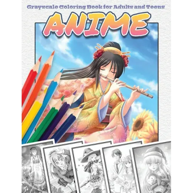 Anime Grayscale Coloring Book for Adults and Teens
