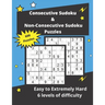 Consecutive Sudoku & Non-Consecutive Sudoku Puzzles: Challenging Sudoku Variant Puzzles (easy to hard)
