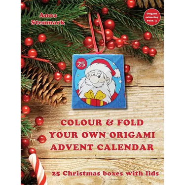 Colour & fold your own origami advent calendar - 25 Christmas boxes with lids: UK edition