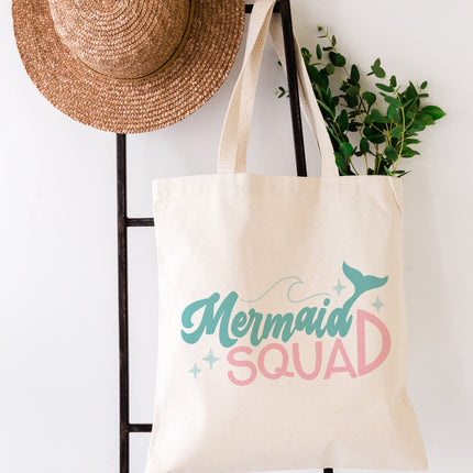 Mermaid Squad Cotton Canvas Tote Bag by The Cotton & Canvas Co.