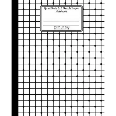 Quad Rule 5x5 Graph Paper Notebook. 8 X 10. 120 Pages. Geometric Shapes Cover: White Black Mesh Squares Dots Pattern Cover. Square Grid Paper, Graph R