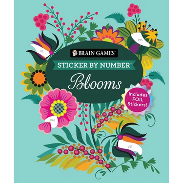Brain Games - Sticker by Number: Blooms (24 Images to Sticker): Includes 2 Foil Sticker Sheets to Complete Each Image!