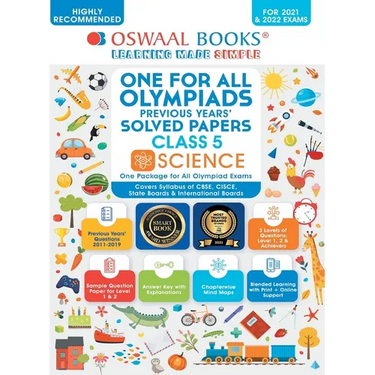 Oswaal One for All Olympiad Previous Years Solved Papers, Class-5 Science Book (For 2021-22 Exam)
