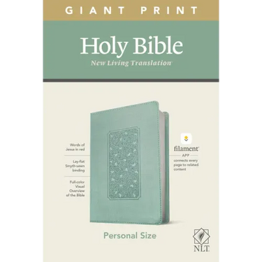NLT Personal Size Giant Print Bible, Filament Enabled Edition (Red Letter, Leatherlike, Floral Frame Teal)