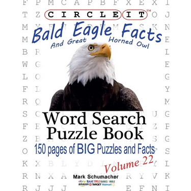 Circle It, Bald Eagle and Great Horned Owl Facts, Word Search, Puzzle Book