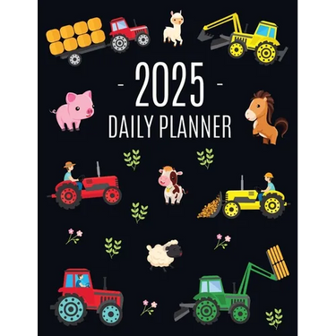 Farm Planner 2025: Cool Daily Agenda for 2025 Scheduler With Tractors & Funny Farm Animals (12 Months) Organizer with Cow, Sheep, Horse, Pig, Llama, F