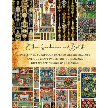 Ethnic Scandinavian and British Patterned Scrapbook Paper by Albert Racinet Antique Craft Pages for Journaling, Gift Wrapping and Card Making: Premium