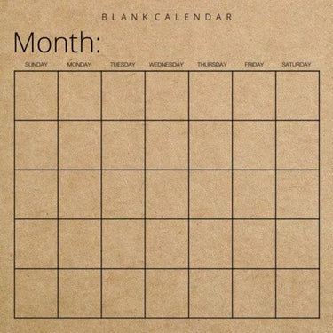Blank Calendar: Kraft Brown Paper, Undated Planner for Organizing, Tasks, Goals, Scheduling, DIY Calendar Book