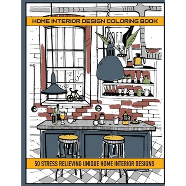Home Interior Design Coloring Book: 50 Stres Relieving Unique Home Interior Designs