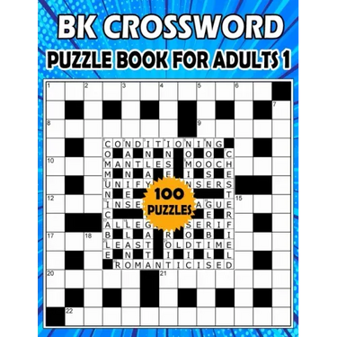 BK Crossword puzzle book for adults 1: Large print crossword book for adults & seniors - 100 Puzzle from (BK Bouchama)