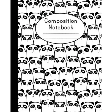 Composition Notebook: Cute Panda Pattern - College Ruled - Notebook For Kids, School Notebook