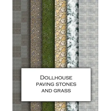 Dollhouse Paving Stones And Grass: Ground textured wallpaper for decorating gardens for doll's houses and model buildings. Beautiful sets of papers fo