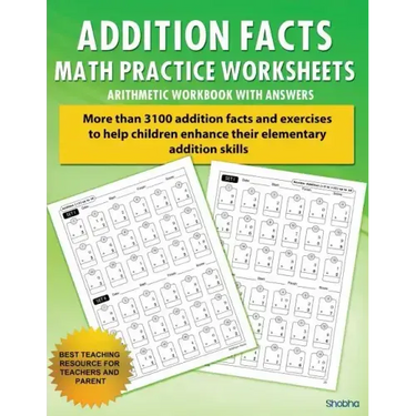 Addition Facts Math Practice Worksheet Arithmetic Workbook With Answers: Daily Practice guide for elementary students