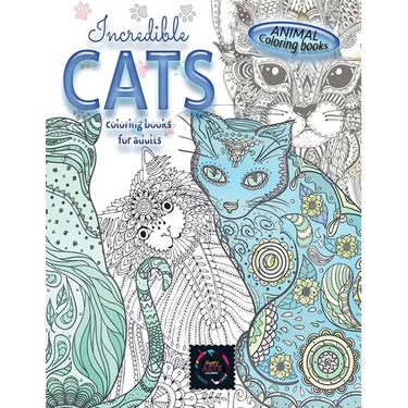 Animal coloring books INCREDIBLE CATS coloring books for adults.: Adult coloring book stress relieving animal designs, intricate designs
