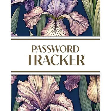 XL Large Print Password Tracker (Purple Irises on Navy): 8"x10" 450+ Alphabetical Password Logbook for Easy Organization; Perfect for Seniors with its