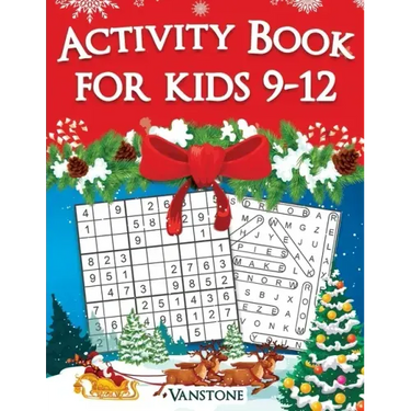 Activity Book for Kids 9-12: 200 Fun Sudoku Puzzles and Word Search for Kids with Solutions - Large Print - Christmas Edition