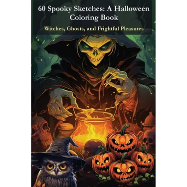 60 Spooky Sketches - A Halloween Coloring Book: Witches, Ghosts, and Frightful Pleasures