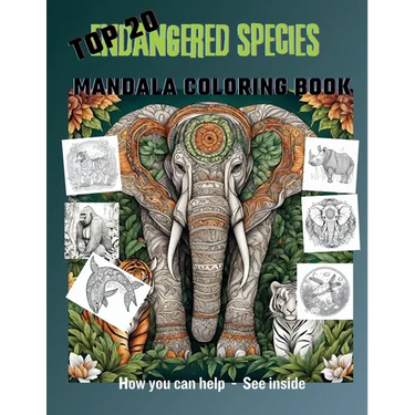 Top 20 Endangered Species Mandala Coloring Book