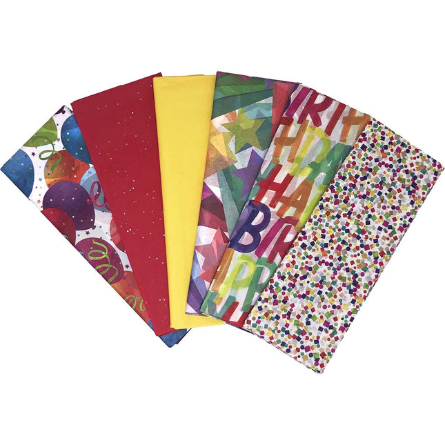Celebration Tissue Paper Assortment (Birthday, 6 Pack, 28 sheets total) by Present Paper
