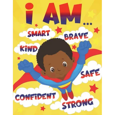 I Am: Empowering African American Coloring Book for Boys with Positive Affirmations for Little Black & Brown Boys with Natural Curly Hair