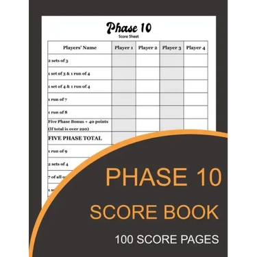 Phase 10 Score Book: Phase Ten Card Game Record Keeper Book and Writing Note to Record Your Scores Playing Phase 10