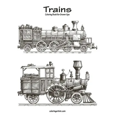 Trains Coloring Book for Grown-Ups 1