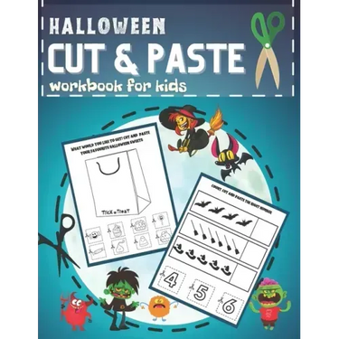 Halloween Cut & Paste Workbook for Kids: Activity Puzzle Book for Preschool Children Scissor Skills Kids