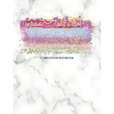 Composition Notebook: Marble and Glitter Decorative Design with Wide Rule Lines and Numbered Pages