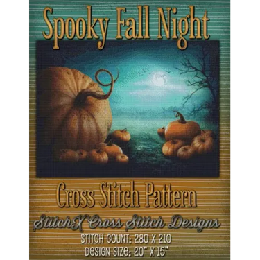 Spooky Fall Night Cross Stitch Pattern
