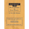 Sargent VBM Wood Bottom And Iron Planes For First Class Mechanics: Catalog Reprint from 1913